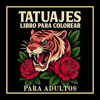 Libro Para Colorear Tatuajes Para Adultos: 50 Diseños De Tatuajes Tradicionales Para Colorear Con Calaveras, Tigres, Rosas Y Más Para Relajación Y Creatividad