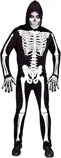 W WIDMANN MILANO Party Fashion - Disfraz de esqueleto para hombre, mono con capucha, neón, para Halloween, Carnaval