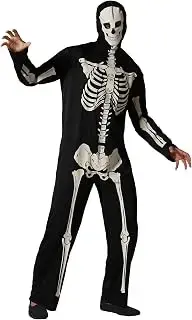 ATOSA | Disfraz de Esqueleto Adulto Hombre | Traje Brilla en la Oscuridad | Disfraces para Halloween, Carnaval, Fiestas Temáticas | Incluye Accesorio para la Cabeza, Mono Largo |Cómodo y Original |XL