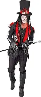 W WIDMANN MILANO Party Fashion - Disfraz de sacerdote vudú para hombre, esqueleto, calaveras, Halloween, carnaval, fiestas temáticas