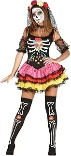 FIESTAS GUIRCA disfraz catrina mujer adulta esqueleto floral 3 piezas