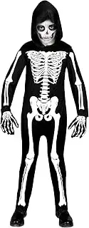 W WIDMANN MILANO Party Fashion - Disfraz infantil esqueleto, mono con capucha, blanco, brilla bajo la luz UV, disfraz Halloween