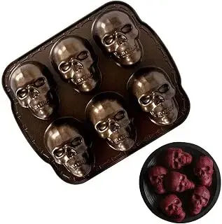 Molde de Horno Calavera 6 Cavidades Molde 3D de Metal Resistente al Calor