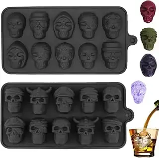 2 moldes de silicona con forma de calavera, molde de Halloween para tartas, molde de chocolate, molde de silicona para magdalenas, chocolate, magdalenas y decoración de tartas de fiesta DIY
