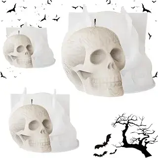 3 Piezas Halloween Moldes de Resina Epoxi con Forma de Calavera,Halloween 3D Molde de Resina de Vela,Moldes Epoxi para Fundición de Resina para Halloween Decoración del Hogar