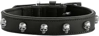 HUNTER Collar para Perro Tijuana, Color Negro, Piel de Vaca, Suave, Suave al Tacto, Hecho a Mano, Calaveras Decorativas, Resistente y a la Moda, Fabricado en Alemania, Talla 55
