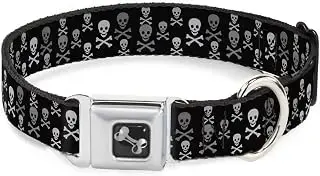 Buckle-Down - Collar para Perro de 40 a 58 cm, diseño de Calavera, Color Negro y Gris