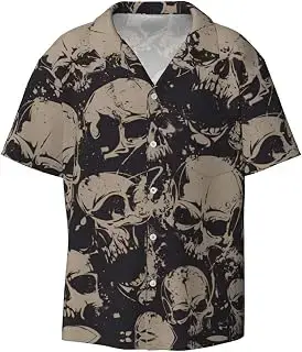 Camisa de playa para hombre con estampado de calavera retro, camisetas de verano de ajuste relajado, ropa ligera de vacaciones, para vacaciones