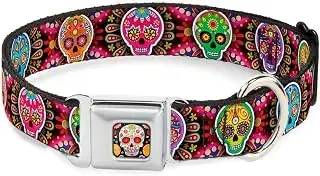 BUCKLE-DOWN 9 – 15 "Seis azúcar Calaveras Multi Color Collar de Perro