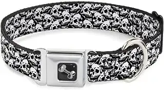 Buckle Down 9 – 15 "Calavera Patio Negro/Blanco Collar de Perro Hueso, pequeño