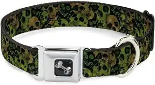 Buckle Down 18 – 32 "Camuflaje Verde/Negro Calavera yard2 Collar de Perro Grande de Porcelana, de Ancho