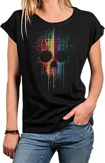 Camiseta Mujer gótica Calavera - diseño Skull Colorido Retro