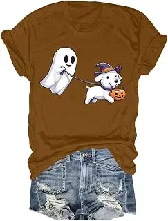 Camiseta casual de manga corta con estampado de Halloween para mujer, divertida, cómoda y elegante, camiseta de calavera con purpurina para mujer