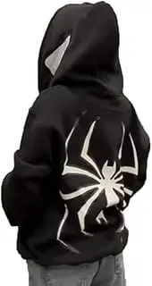 Y2K Sudadera con capucha de gran tamaño con estampado de araña, unisex, gótica, Harajuku, con diseño de cremallera de araña