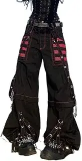 Pantalones Y2k para Mujer, Estilo gótico, Punk, EMO, Holgados, Acampanados, Pierna Ancha, Harajuku, Grunge, Ropa de Hip Hop