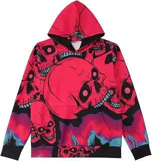 Genérico · Sudadera con Capucha Unisex Hombre Mujer, Estampado Completo de Calaveras Halloween, Sudadera Oversize Holgada, Ropa Estilo Gótico para Fiesta y Otoño Adultos Comodidad