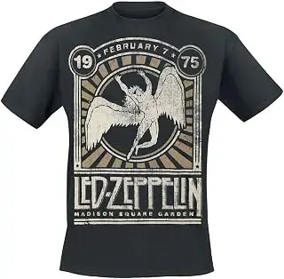 Led Zeppelin · Madison Square Garden 1975 Unisex Camiseta Negro 100% algodón Regular