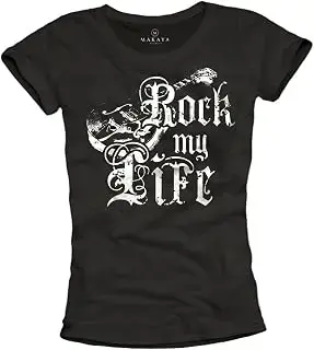 Rock MY Life - Camiseta Musica Guitarra española Mujer