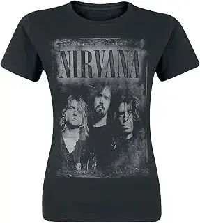 Nirvana · Faded Faces Mujer Camiseta Negro 100% algodón Regular