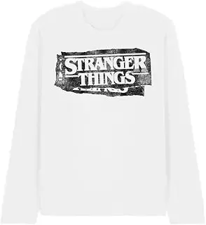 Stranger Things Stranger Things Punk Logo Unisex Long Sleeve T Shirt, White Camisa Unisex Adulto (Pack de 1)