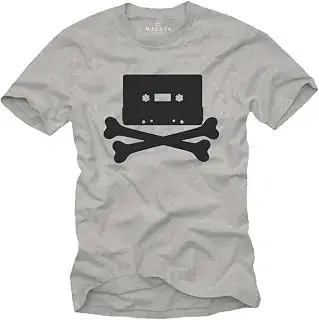 Camiseta Rock Hombre - Vintagae Cassette 80s Retro - Muscia Hip Hop Skull