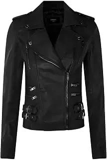 Infinity Leather · Chaqueta Motera Retro 100% Cuero Napa Para Mujer