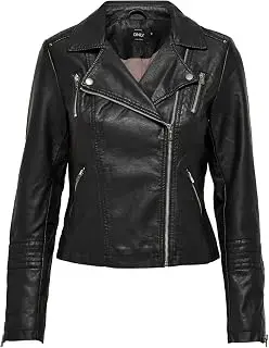 ONLY · Onlgemma Faux Leather Biker Otw Noos Chaqueta para Mujer, Negro (Black 1), 40 FR/ES (38 EU)
