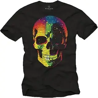Camiseta de Hombre Manga Corta Calaveras Craneos T-Shirt Disco Skull