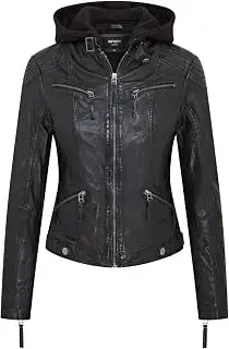 Infinity Leather · Chaqueta con Capucha Clásica de Cuero Motero Para Mujer