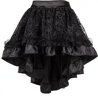 Falda de encaje asimétrica para mujer, estilo steampunk