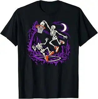 Camiseta de Halloween con esqueleto jugando al baloncesto