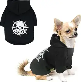Sudadera negra con capucha y calavera para perros pequeños