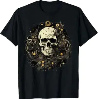 Camiseta de calavera de estética gótica