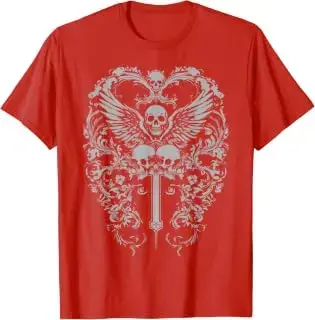 Camiseta grunge de calavera y cruz gótica