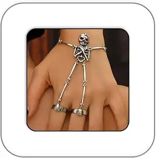 Gothic Skull Skeleton Bracelet for Women Halloween Skeleton Cuff Bangle Bracelets Punk Biker Skull Bracelet Goth Jewelry Gifts Scary Halloween Outfits Accessories