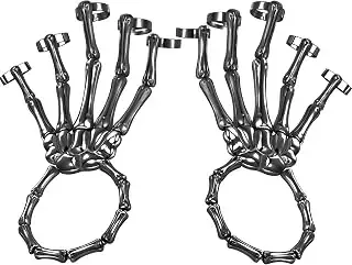 4pcs Halloween Skull Skeleton Hand Bracelet with Ring Punk Wristband Skull Fingers Hand Bracelet Skeleton Ring Hallowmas Gifts Jewelry
