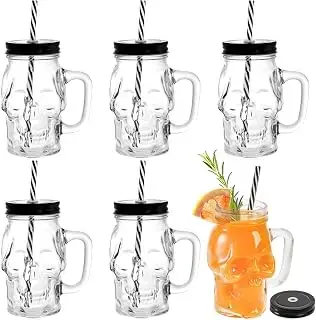 TOPZEA six-piece skull jar set with lids and straws