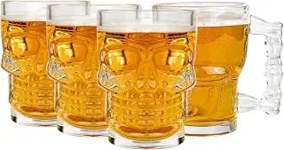 Set of four skull mugs with handles