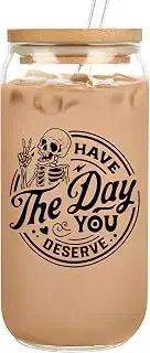 BIPEDS skeleton glass with lid and straw