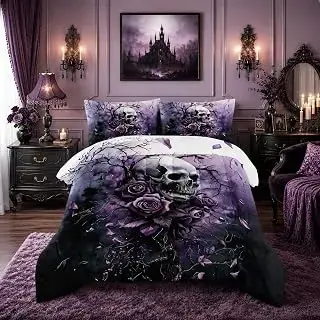 HOSIMA skull and floral comforter set