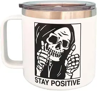 EXIGENT Stay Positive skull mug