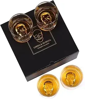 Set of four skull whisky glasses
