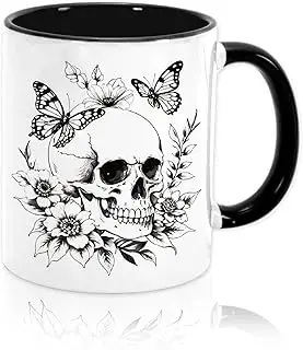 Whaline skull, flower and butterfly mug