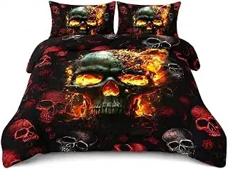 AILONEN fire skull comforter set