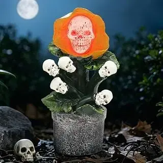 Solar monster-plant skull garden statue