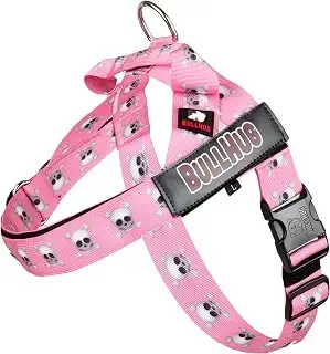 BULLHUG pink skull dog harness