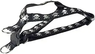 Black skull-pattern dog harness