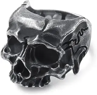 Anillo de calavera para hombre, de acero inoxidable, gótico, punk, joyería para hombre, talla Q, S, T1/2, V1/2, Y, Z+1