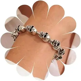 Pulsera de calavera y huesos de estilo gótico
