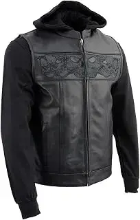 Chaleco Milwaukee Leather de calaveras con capucha